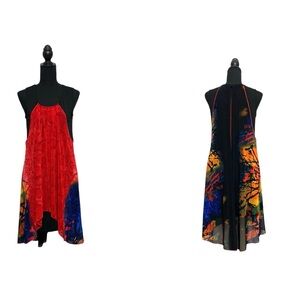 Fleur de Lis Sleeveless Layered Boho Tunic Top M